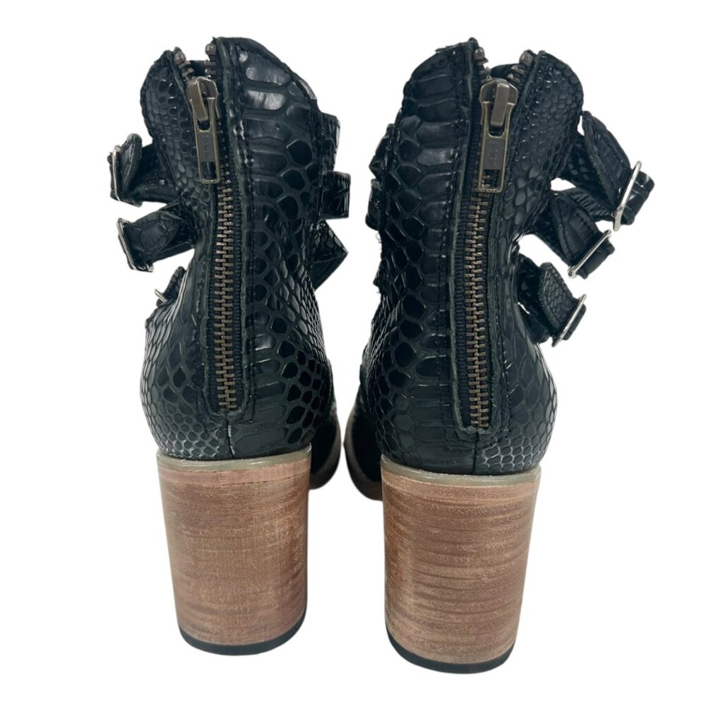 Freebird by Steven Randi Black Snake Embossed Heeled Shoes - Picture 7 of 11